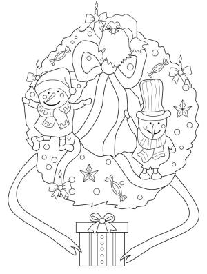 Noel Çelengi boyama sayfası,  coloring page, Baskıya Hazır Noel Çelengi, 