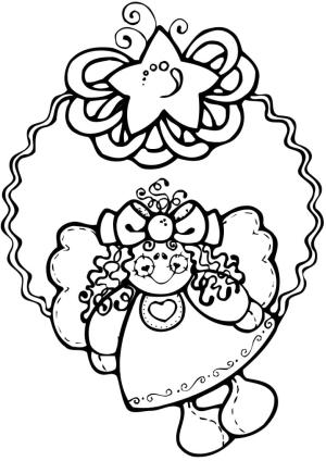 Noel Çelengi boyama sayfası,  coloring page, Sevimli Melekli Noel Çelengi, 