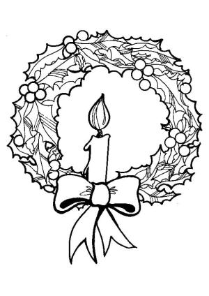 Noel Çelengi boyama sayfası,  coloring page, Noel Çelengi ve Bir Mum, 