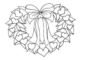 Noel Çelengi boyama sayfası,  coloring page, Kalpli Noel Çelengi, 