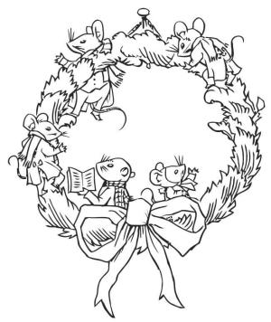 Noel Çelengi boyama sayfası,  coloring page, Farelerle Noel Çelengi Çiz, 