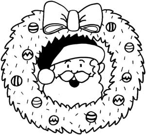 Noel Çelengi boyama sayfası,  coloring page, Noel Baba ile Noel Çelengi, 