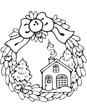 Noel Çelengi boyama sayfası,  coloring page, Ücretsiz Yazdırılabilir Noel Çelengi, 