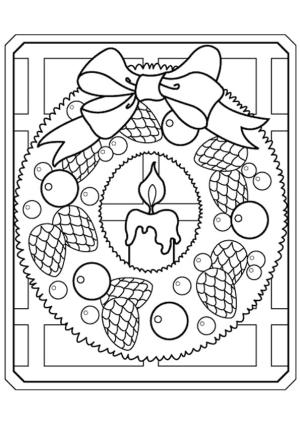 Noel Çelengi boyama sayfası,  coloring page, Noel Çelengi ve Mum, 