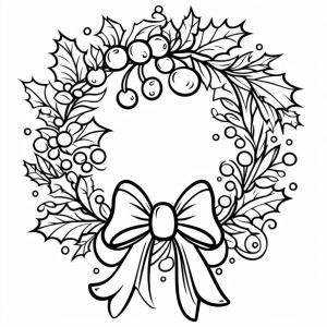 Noel Çelengi boyama sayfası,  coloring page, Güzel Noel Çelengi Çiz, 