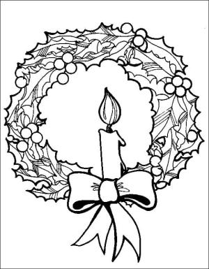 Noel Çelengi boyama sayfası,  coloring page, Mumlu Noel Çelengi ücretsiz, 