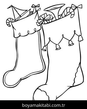 Noel Çorabı boyama sayfası – boyama etkinliği, çocuk aktivitesi