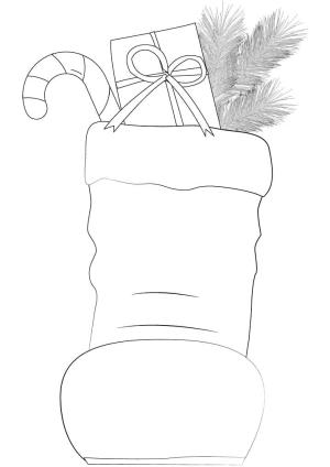 Noel Çorabı boyama sayfası,  coloring page, Basit Noel Çorabı, 