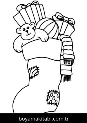 Noel Çorabı boyama sayfası – okul öncesi, evde etkinlik