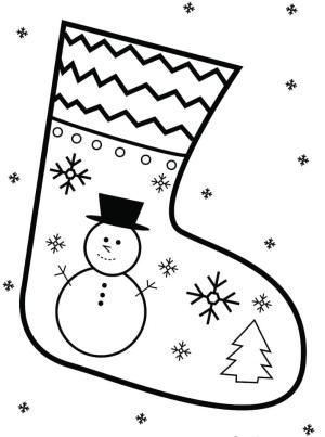 Noel Çorabı boyama sayfası,  coloring page, Noel Çorabı ve Kardan Adam, 