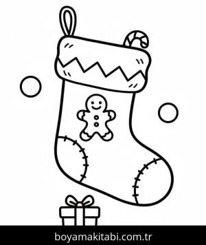 Noel Çorabı boyama sayfası – boyama çalışması, yaratıcılığı geliştirir