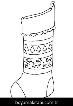 Noel Çorabı boyama sayfası – yaratıcılığı geliştirir, keyifli zaman