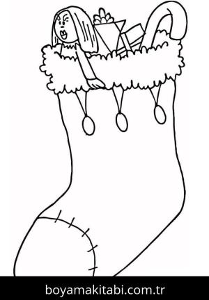 Noel Çorabı boyama sayfası – yaratıcılık, eğlenceli etkinlik