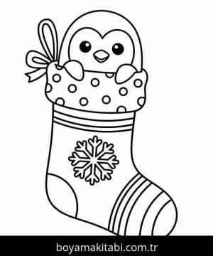 Noel Çorabı boyama sayfası – sanatsal çalışma, çocuklar için