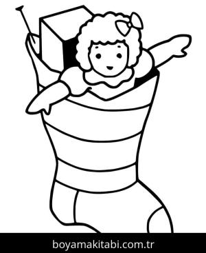 Noel Çorabı boyama sayfası – eğlenceli etkinlik, el becerilerini geliştirir