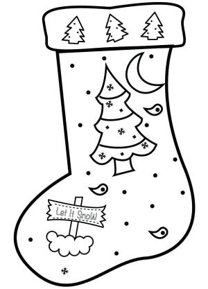 Noel Çorabı boyama sayfası,  coloring page, Noel Çorabı ve Noel Ağacı, 