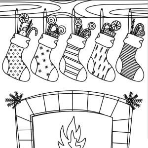 Noel Çorabı boyama sayfası,  coloring page, Beş Noel Çorabı, 