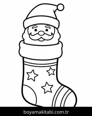 Noel Çorabı boyama sayfası – eğlenceli etkinlik, el becerilerini geliştirir