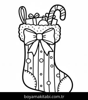 Noel Çorabı boyama sayfası – eğitici aktivite, yaratıcılık