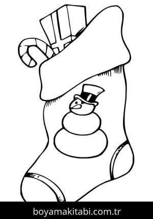 Noel Çorabı boyama sayfası – keyifli zaman, renkli çizimler