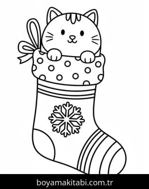 Noel Çorabı boyama sayfası – boyama etkinliği, çocuk aktivitesi
