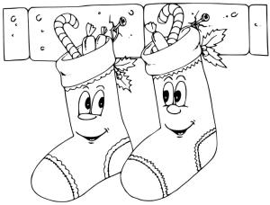 Noel Çorabı boyama sayfası,  coloring page, Karikatür Noel Çorapları, 