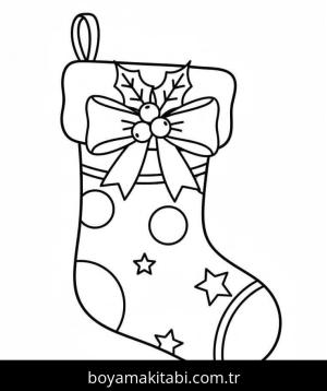 Noel Çorabı boyama sayfası – çocuklar için, çizgi film temalı