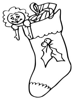 Noel Çorabı boyama sayfası,  coloring page, Noel Çorabında Oyuncaklar Çiz, 