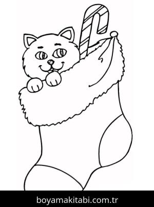 Noel Çorabı boyama sayfası – el becerilerini geliştirir, boyama çalışması