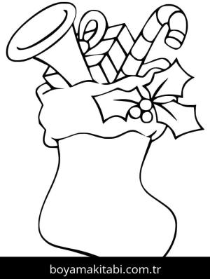 Noel Çorabı boyama sayfası – keyifli zaman, renkli çizimler