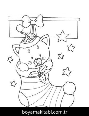 Noel Çorabı boyama sayfası – boyama çalışması, yaratıcılığı geliştirir