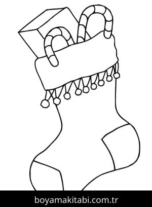 Noel Çorabı boyama sayfası – yaratıcılığı geliştirir, keyifli zaman