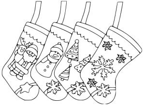 Noel Çorabı boyama sayfası,  coloring page, Dört Noel Çorabı, 