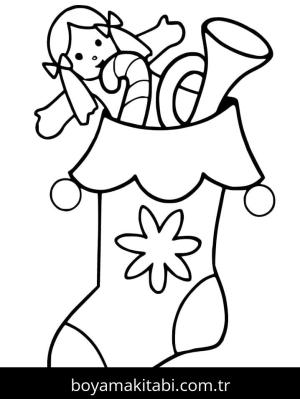 Noel Çorabı boyama sayfası – kolay boyama, eğitici aktivite