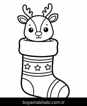 Noel Çorabı boyama sayfası – eğitici aktivite, yaratıcılık