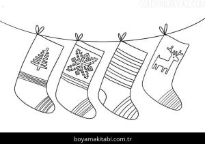 Noel Çorabı boyama sayfası – evde etkinlik, ücretsiz yazdır