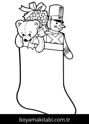 Noel Çorabı boyama sayfası – sanatsal çalışma, çocuklar için