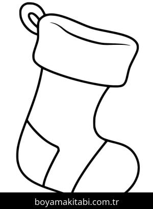 Noel Çorabı boyama sayfası – PDF indir, sevimli karakter