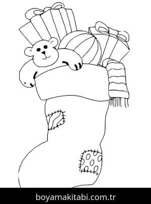 Noel Çorabı boyama sayfası – yaratıcılık, eğlenceli etkinlik