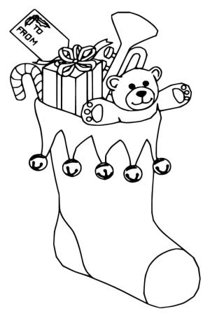 Noel Çorabı boyama sayfası,  coloring page, Hediyeli Noel Çorabı, 