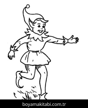 Noel Elfi boyama sayfası – basit çizim, kolay boyama