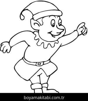 Noel Elfi boyama sayfası – çocuk aktivitesi, PDF indir