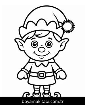 Noel Elfi boyama sayfası – evde etkinlik, ücretsiz yazdır