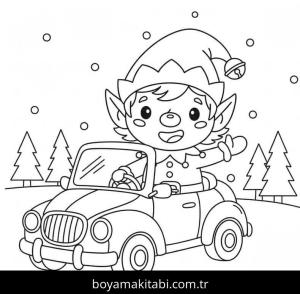 Noel Elfi boyama sayfası – eğlenceli etkinlik, el becerilerini geliştirir