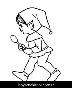 Noel Elfi boyama sayfası – çizgi film temalı, basit çizim