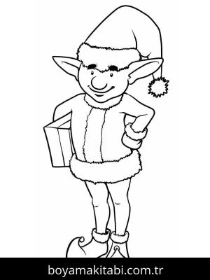 Noel Elfi boyama sayfası – keyifli zaman, renkli çizimler