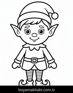 Noel Elfi boyama sayfası – eğitici aktivite, yaratıcılık