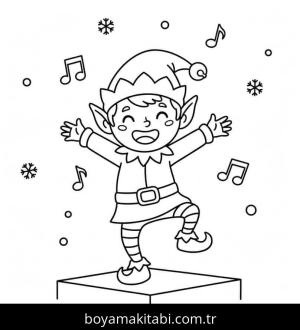 Noel Elfi boyama sayfası – evde etkinlik, ücretsiz yazdır