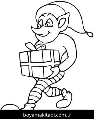 Noel Elfi boyama sayfası – çocuk aktivitesi, PDF indir