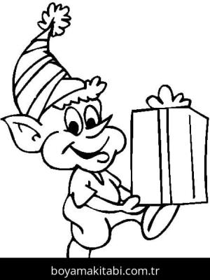 Noel Elfi boyama sayfası – çizgi film temalı, basit çizim
